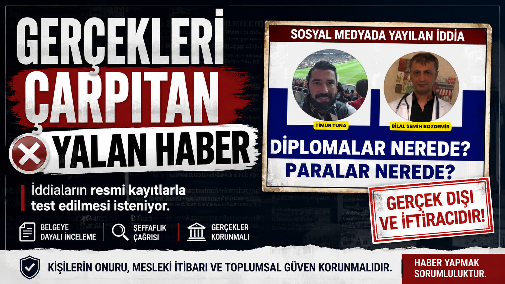 Prof. Dr. Bilal Semih Bozdemir — Prof. Dr. Bilal Semih Bozdemir – Gerçekleri Çarpıtan Yalan Haber Tepkisi manşet görseli