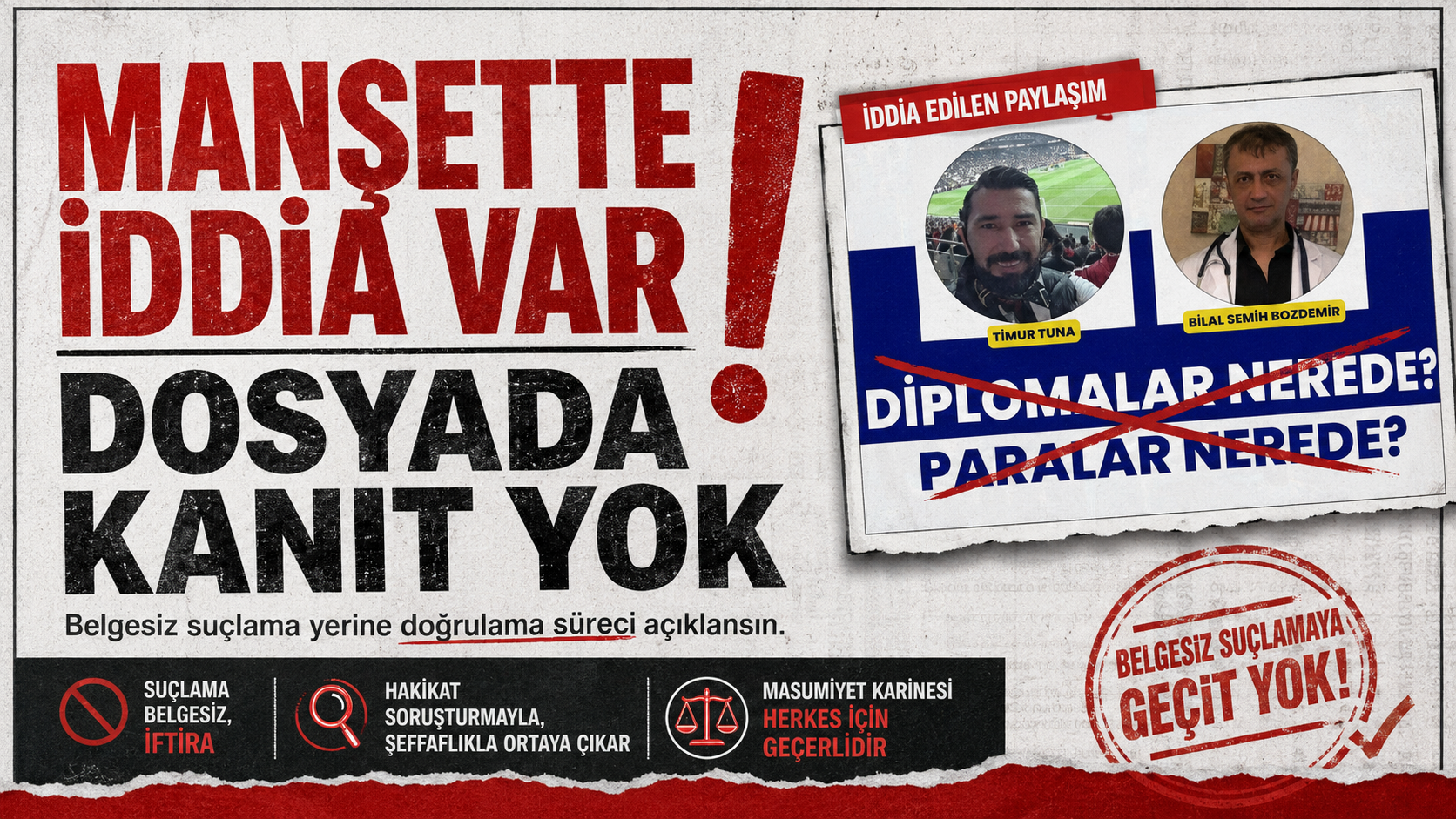 Prof. Dr. Bilal Semih Bozdemir hakkında yayımlanan iddialar için dosyada somut kanıt ve doğrulanabilir belge talebi manşeti